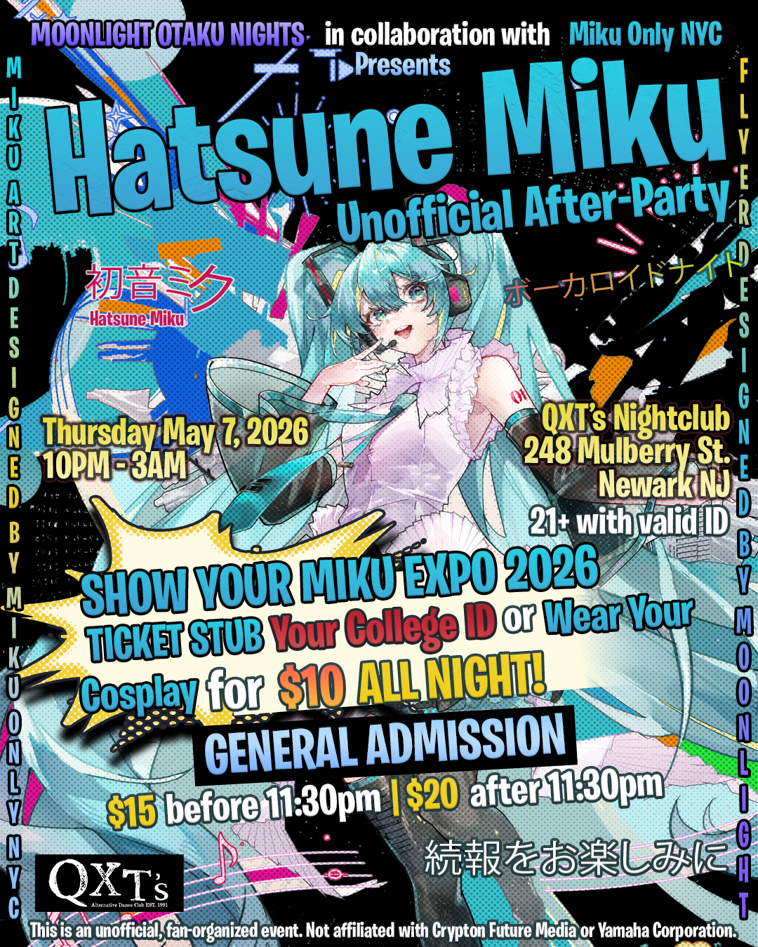 Hatsune Miku Unofficial After Party flyer
